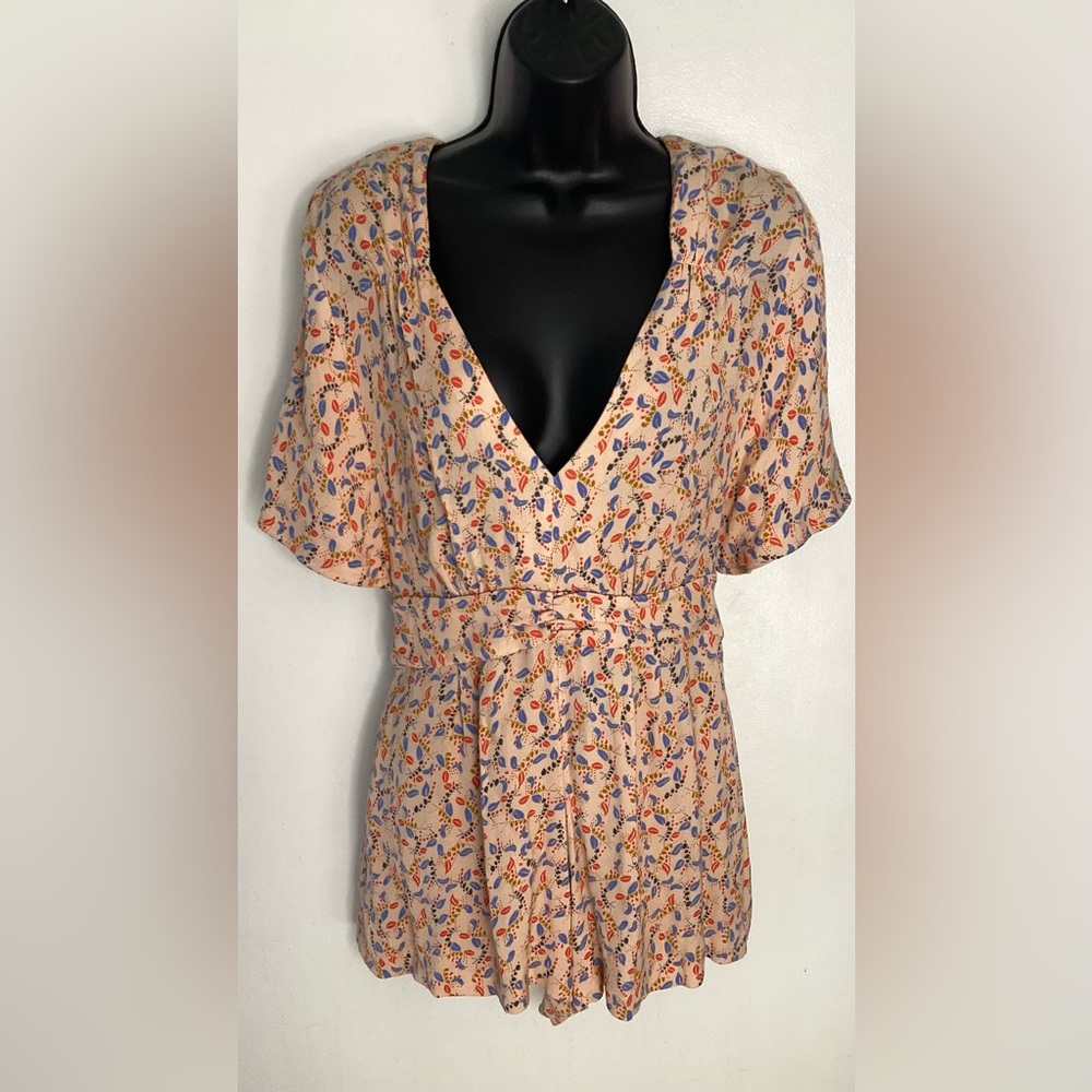 Free People Multicolor Floral V-Neck Romper 2/S